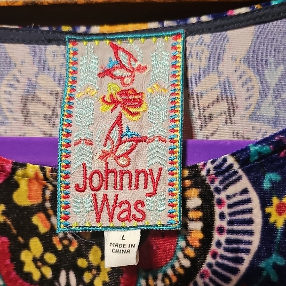 Johnny Was Hannah Velvet  Multicolor Paisley Tunic Sz. LG -  NWOT! - Picture 2 of 3